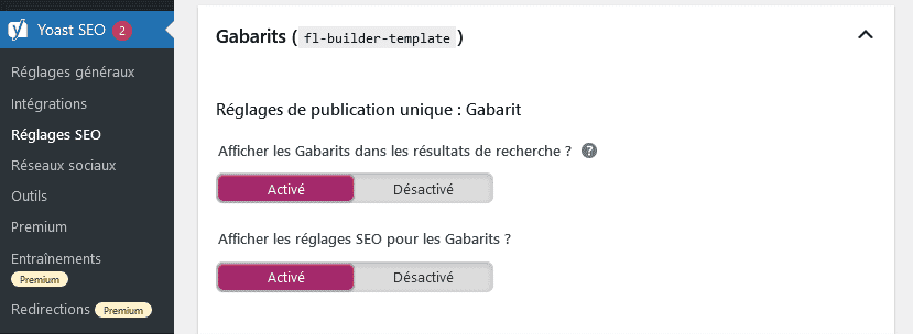 Paramétrage de Beaver Builder et Yoast