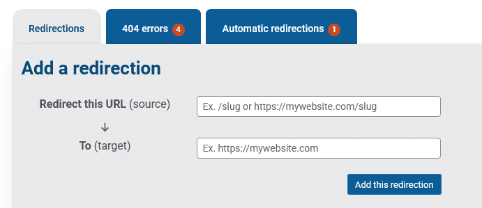 Add a redirection in WordPress with SEOKEY