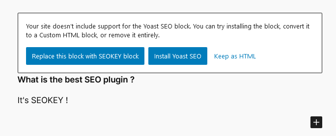 Convert a Yoast FAQ block into an SEOKEY FAQ block