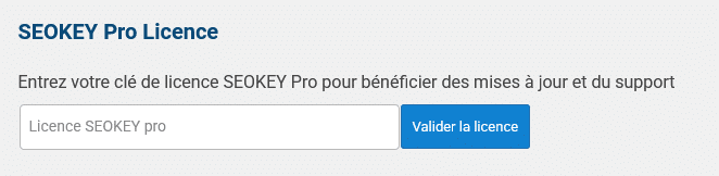 Clé de licence pour l'extension SEO SEOKEY PRO